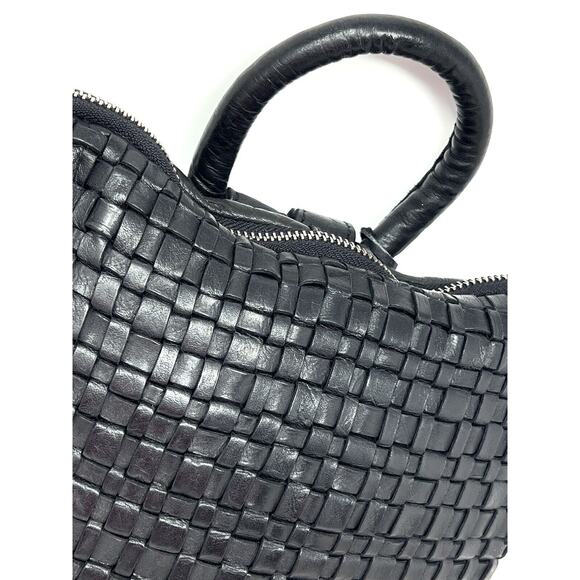 Vilenca Holland Backpack Distressed Leather Woven Braided Black NWT TK48 main image 12